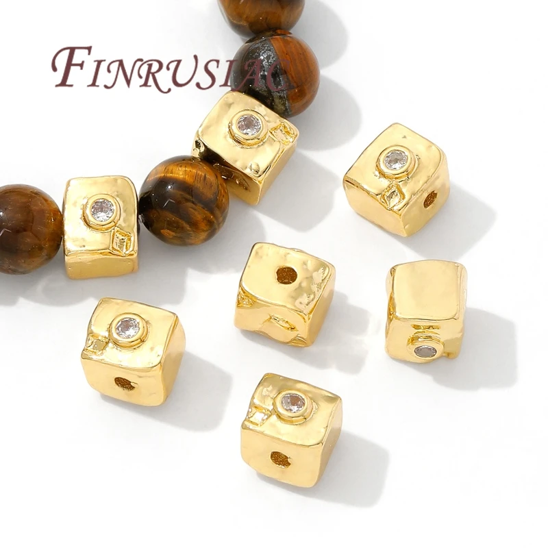 8 مللي متر مربع خزر عازل 18K مطلية بالذهب أساور الخرز ، فاصل للخرز ، قلادة مجوهرات اكسسوارات