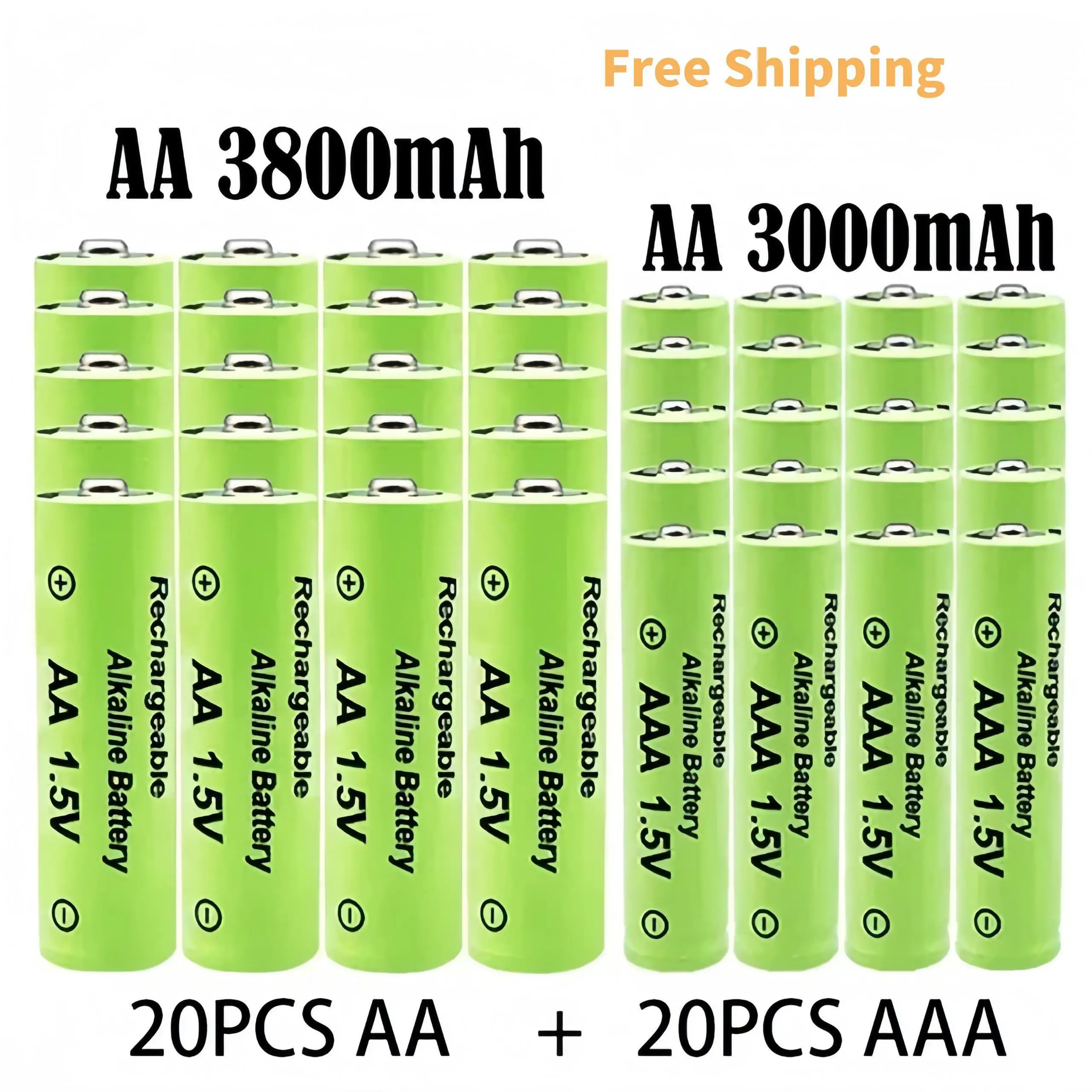 1.5V NI MH Rechargeable AA Battery AAA Alkaline 3800-3000mah For Torch Toys Clock MP3 Player Replace Ni-Mh Battery 1.5V AA + AAA