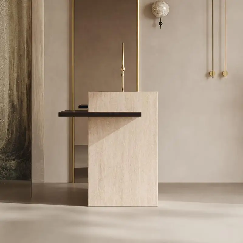 Villa rock slab column basin outdoor courtyard wash basin