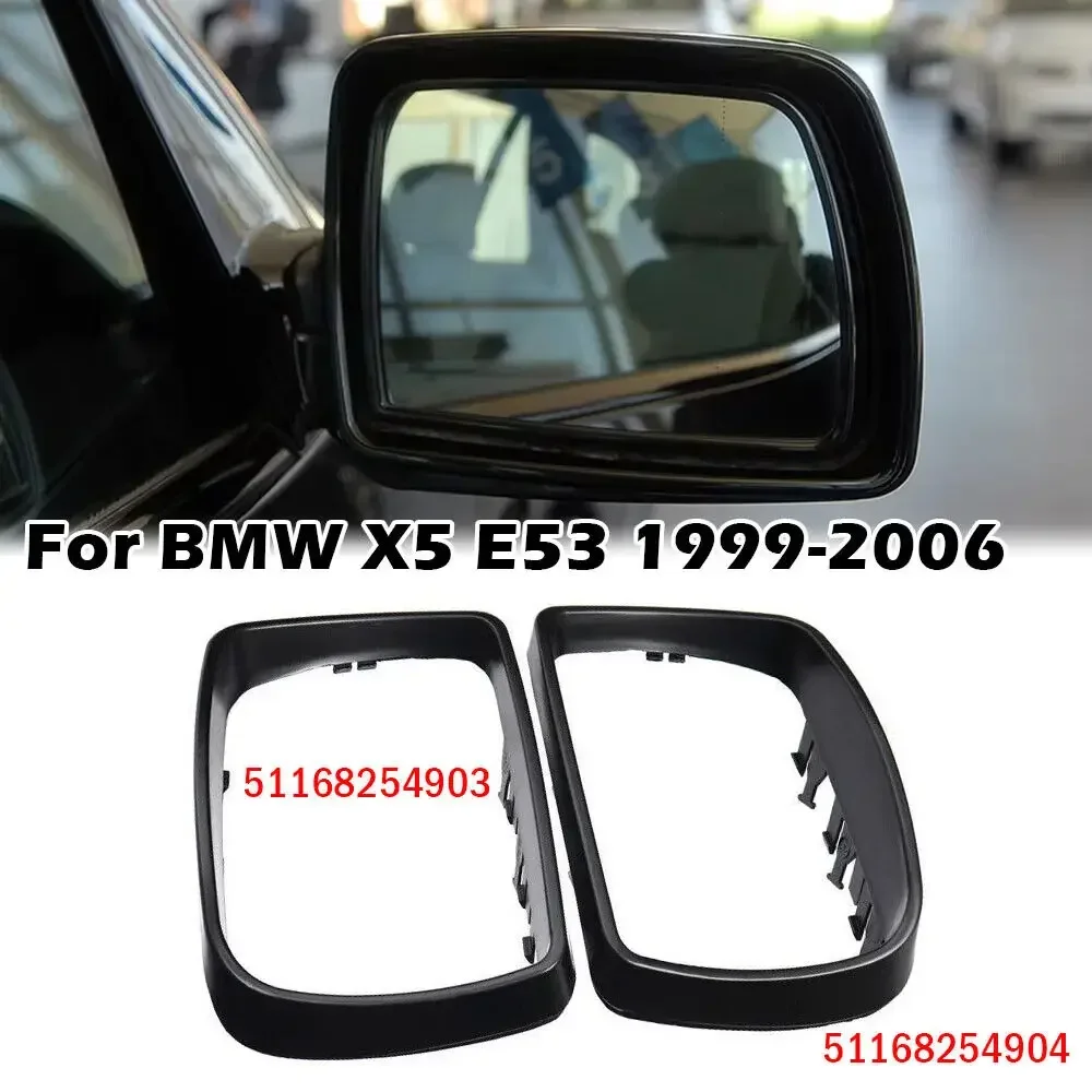 For BMW X5 E53 1999-2006 Left Right Side Car Replace Rearview Mirror Cover Frame Ring Exterior Door Rear View Trim Cap Black