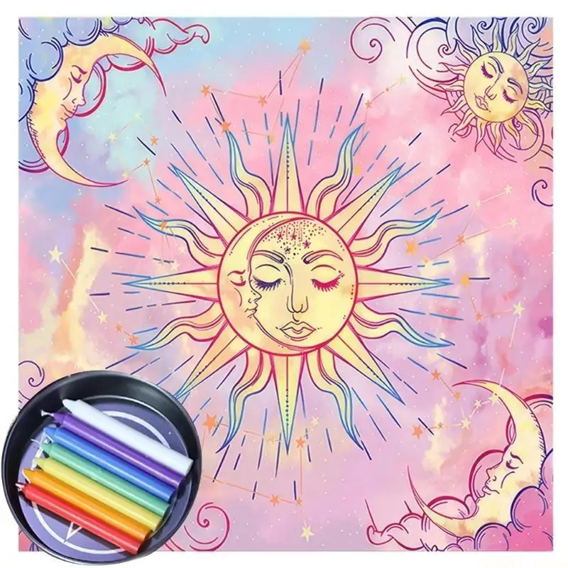 U2JB Practical Tarot Tablecloth Table Cover for Dining Room Kitchen Decors Elevates Readings Spiritual Cloth Tablecloth