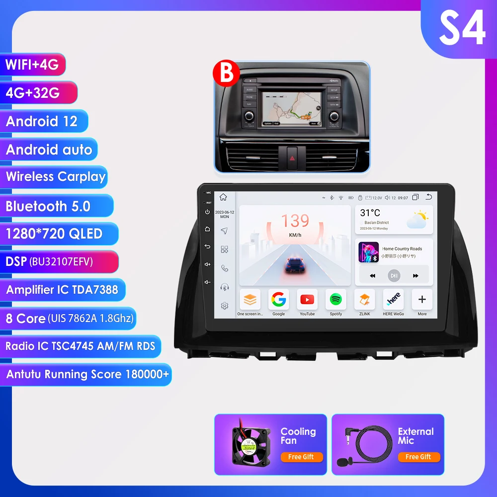 Hizpo 8Core Stereo Voor Mazda CX5 CX-5 CX 5 2012-2015 2 din Android Auto Radio Multimedia Audio CarPlay GPS 4G WIFI DSP RDS
