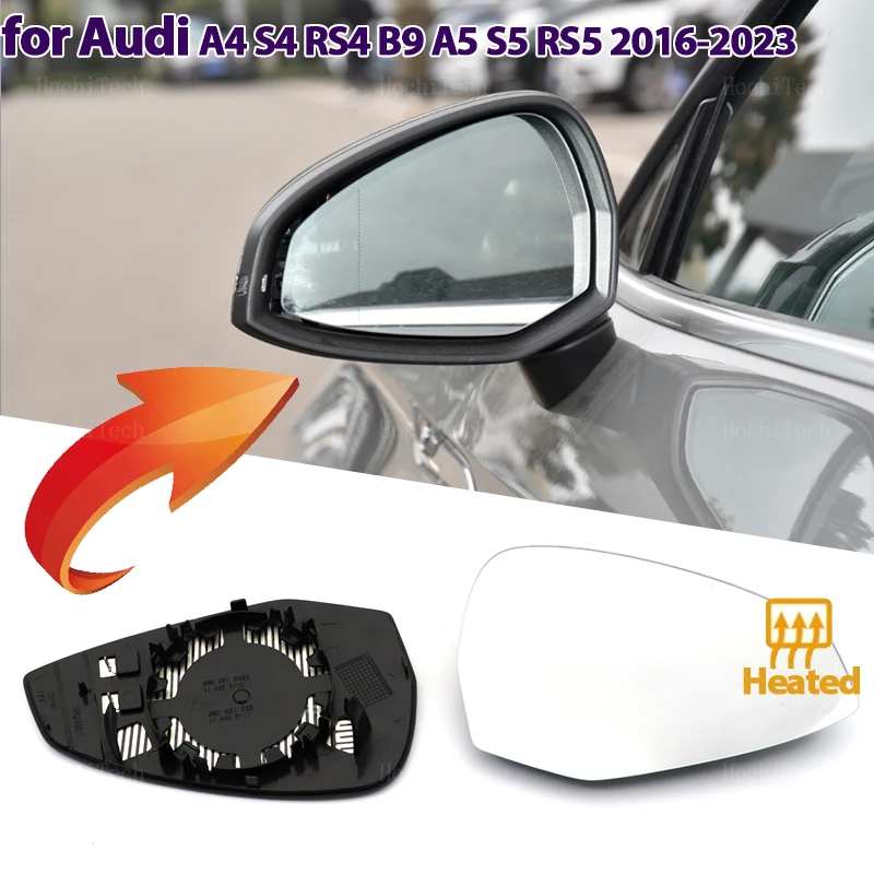 Side Heated Electric Wide Angle Wing Mirror Glass For Audi A4 S4 RS4 RS 4 B9 A5 S5 RS6 RS 5 2016-2023 Accessories