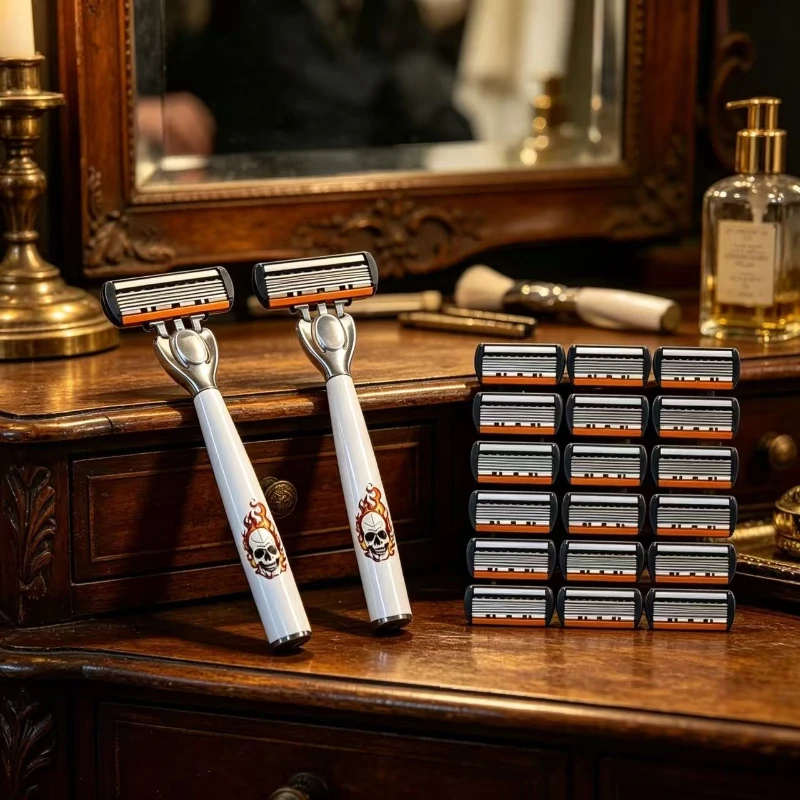 Men’s Manual Razor 6-Layer Precision Blade System Replaceable Refills, Long-term Use, Men & Women Suitable Great Gift for Dad