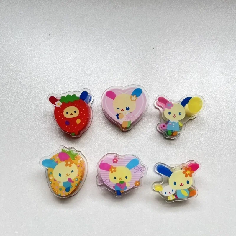 6 Stück Usahana Marumofubiyori Wish Me Mell doppelseitige Acryl-BB-Clips für Studenten, Notizbuch-Clips, Memo-Nachrichtenordner, Schreibwaren – Detail 6