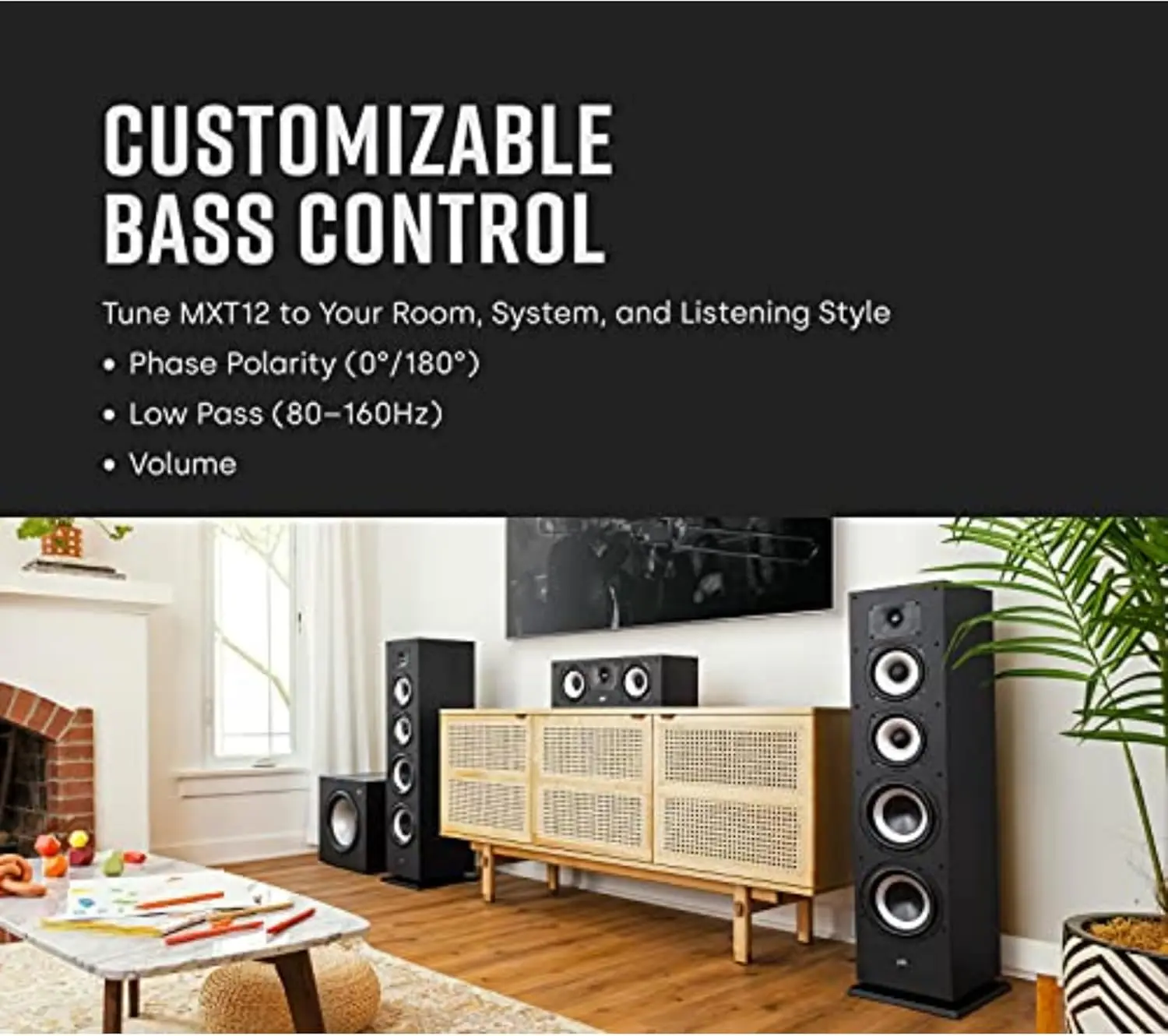 XT12 Powered Sub - مكبر صوت ديناميكي متوازن مقاس 12 بوصة ومضخم صوت فئة A/B بقدرة 100 وات، وخزانة MDF منخفضة الرنين وشبكة قابلة للإزالة