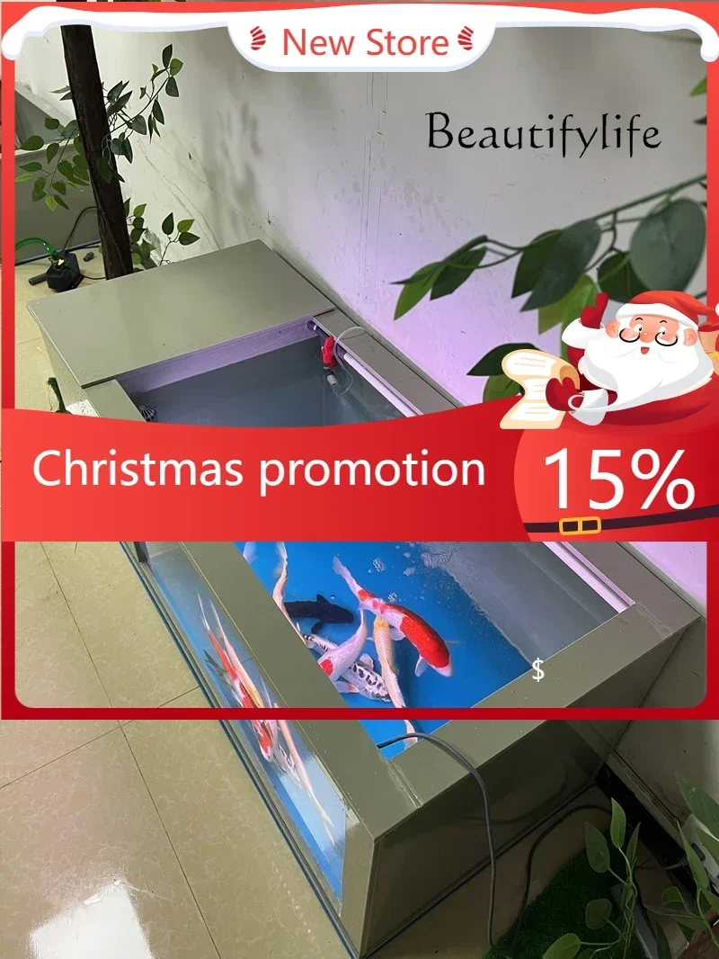 A63  AUltra-white glass ornamental fish tank water circulation filter box PP plastic large thickened fish box