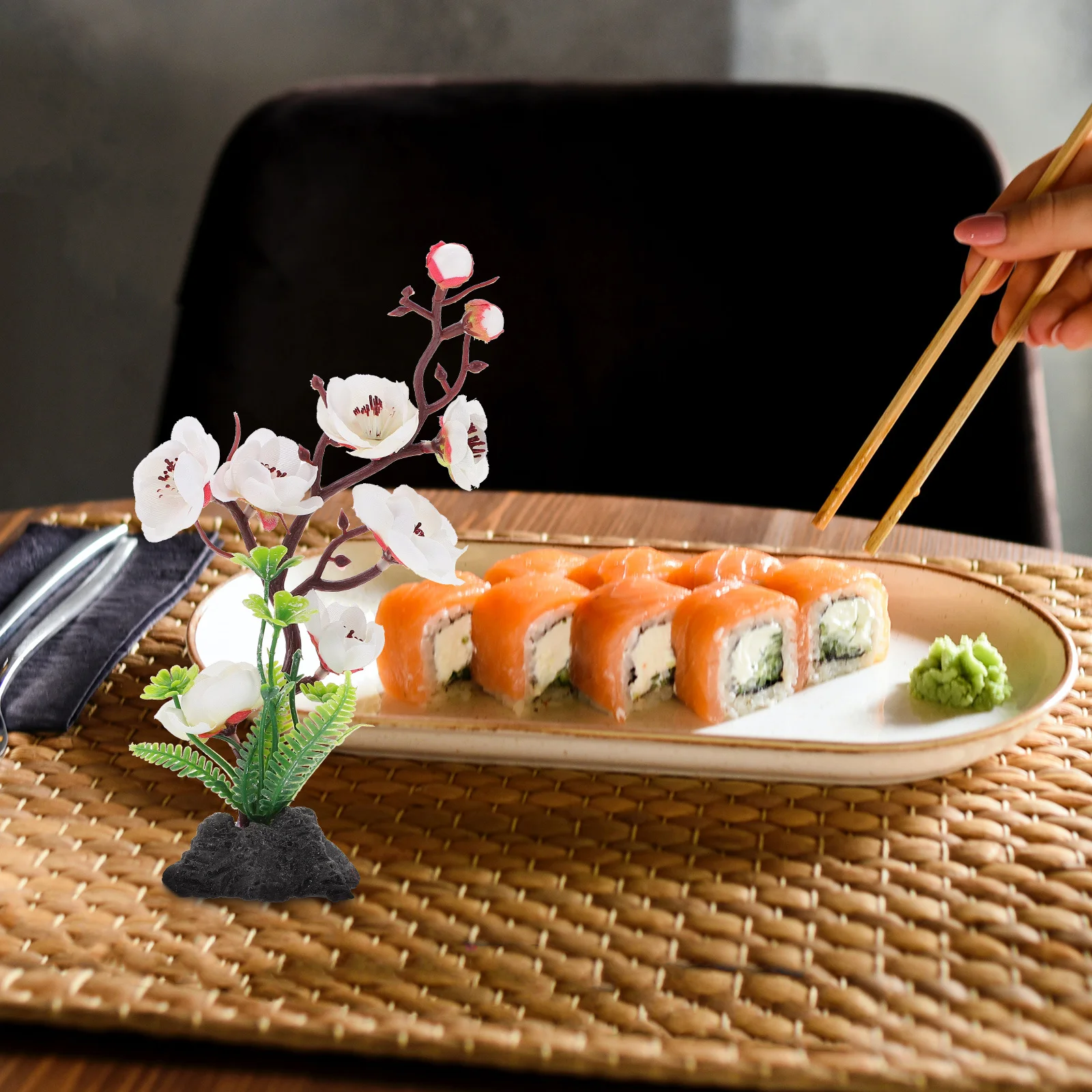 

Lifelike Green Plant Sushi Dish Decor Realistic Modeling Unique Creativity Tabletop Adornment Home Decoration Ornament