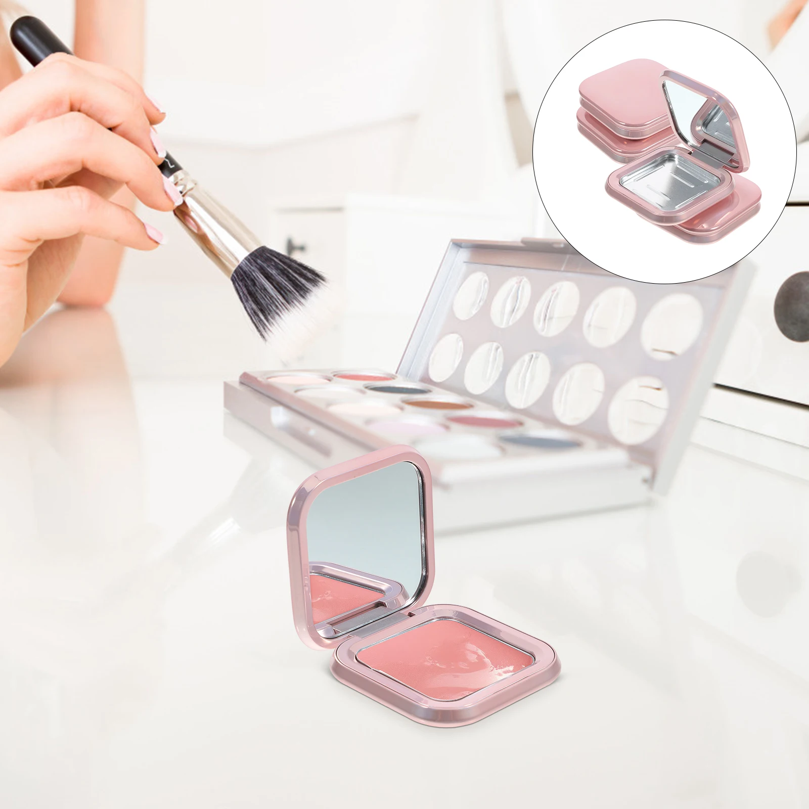 

2 Pcs Empty Blush Palette Container Eyeshadow Case Makeup Blusher Palettes diy Glitter Makeup Dispensing Box Cosmetics supplies