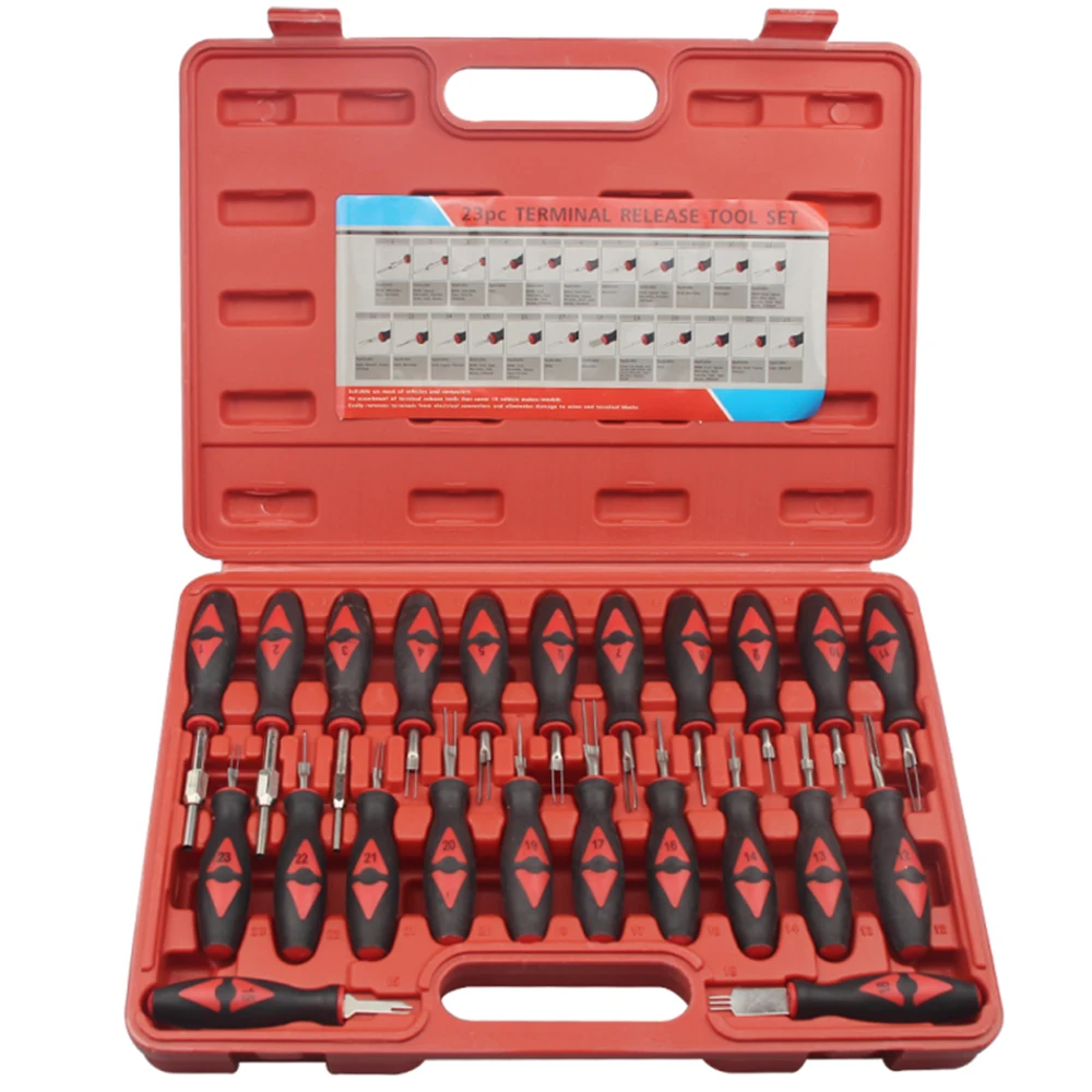 23PCS Universal Terminal Release Tools Set Harness Connector Remover Tool Package Hand Tool Kit with Plastic Toolbox Storage child motorcycle seat strap child motorcycle harness adjustable with two handles adjustable non slip strap universal motorcycle