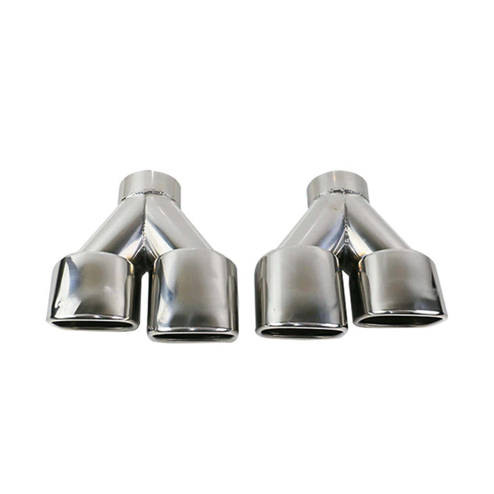 

Universal Stainless Steel Car Exhaust Pipe Interface 67mm Dual Outlet Exhaust Auto Muffler Tip Tail Pipe Car Accessories