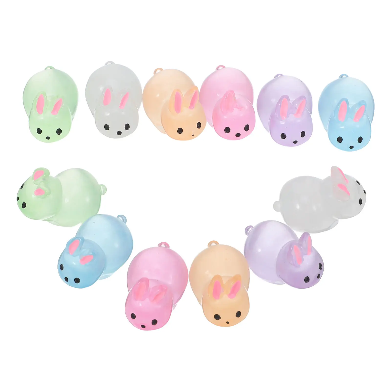 12Pcs Mini Resin Glow in Dark Animal Figures Luminous Bunny Statues Easter Table Decor Fairy Garden Micro Landscape Easter Party