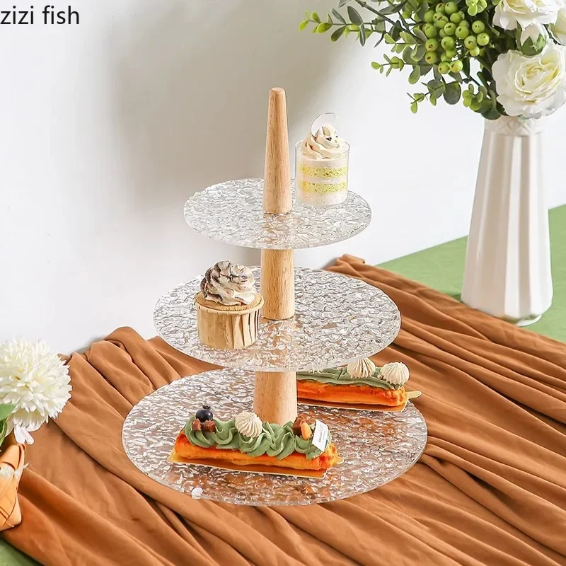 Simplicity Acrylic Three Layer Cake Stand Dessert Dim Sum Display Rack Snack Tray Household Creative Specialty Tableware