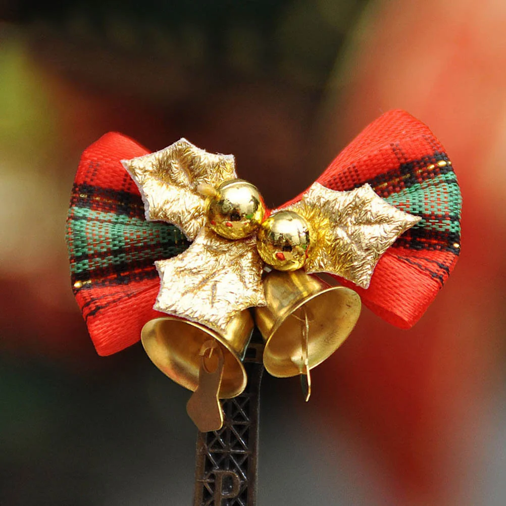 10pcs 5cm Mini Bow with Jingle Bells Delicate Bow and Slivery Bells for Christmas Tree Decoration christmas decorations