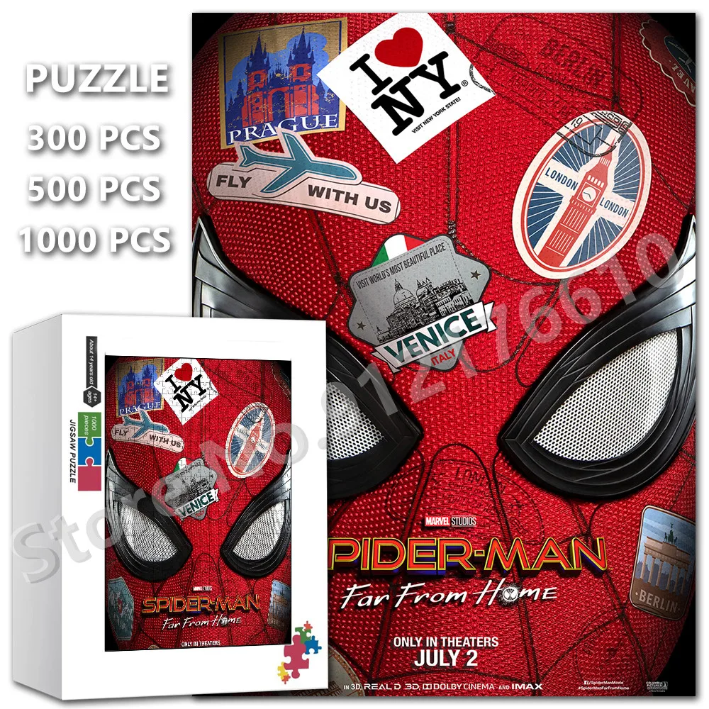 Disney Superhero Spiderman Jigsaw Puzzle Movies Print 108/200/300/500/1000 Pieces Wooden Puzzles for Family Game Toys Gifts
