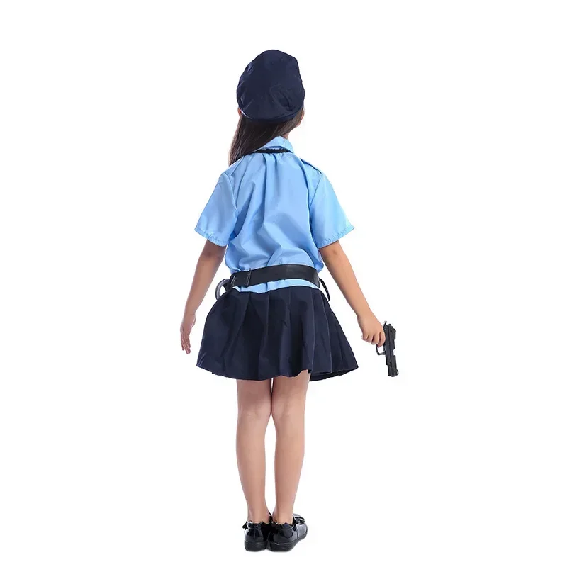 Cute baby girls tiny police officer playtime cosplay uniform kids master Halloween costume cmm221