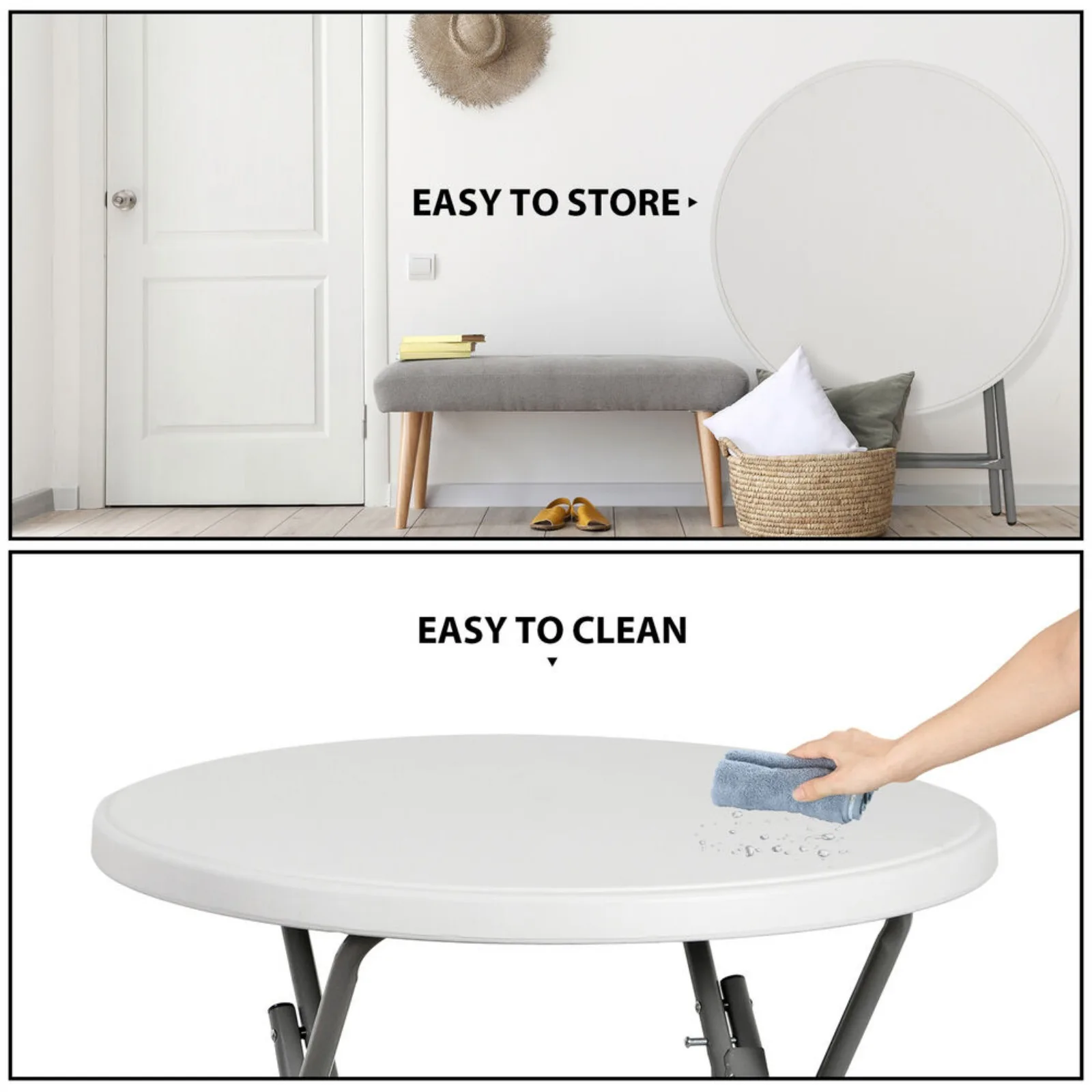 US 2X 32" Folding Table Round Plastic Cafe Dining Card Table In/Outdoor Party White