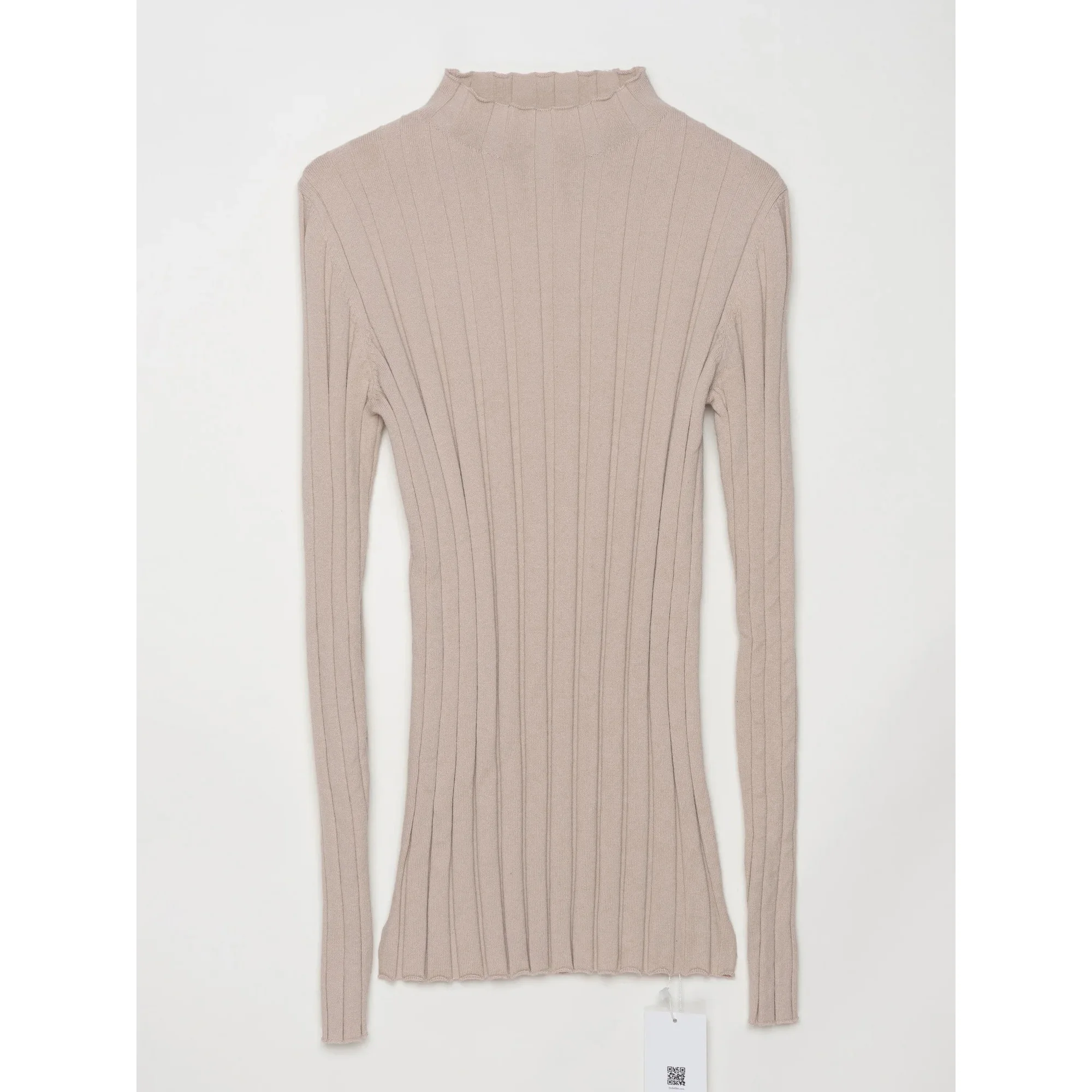 Mock Neck Cotton Sweater Women Basic Wide Ribbed Tops Knitted Pullovers Autumn