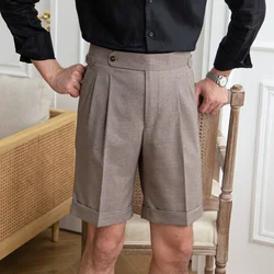 Ropa Hombre Casual Club Gray Short Pant Men Suit Short Mens Short Men Pantalones Homme Summer Thin High Waist Shorts British