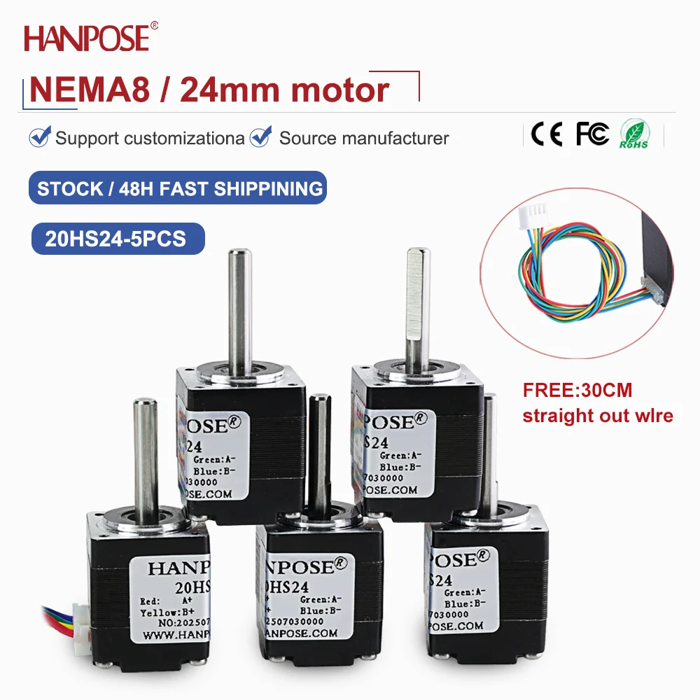 NEMA8  5PCS 20HS24 Miniature Stepper Motor 0.012N. m 0.4A 3D Printing Accessories Motor Manufacturer Direct Sales in Stock