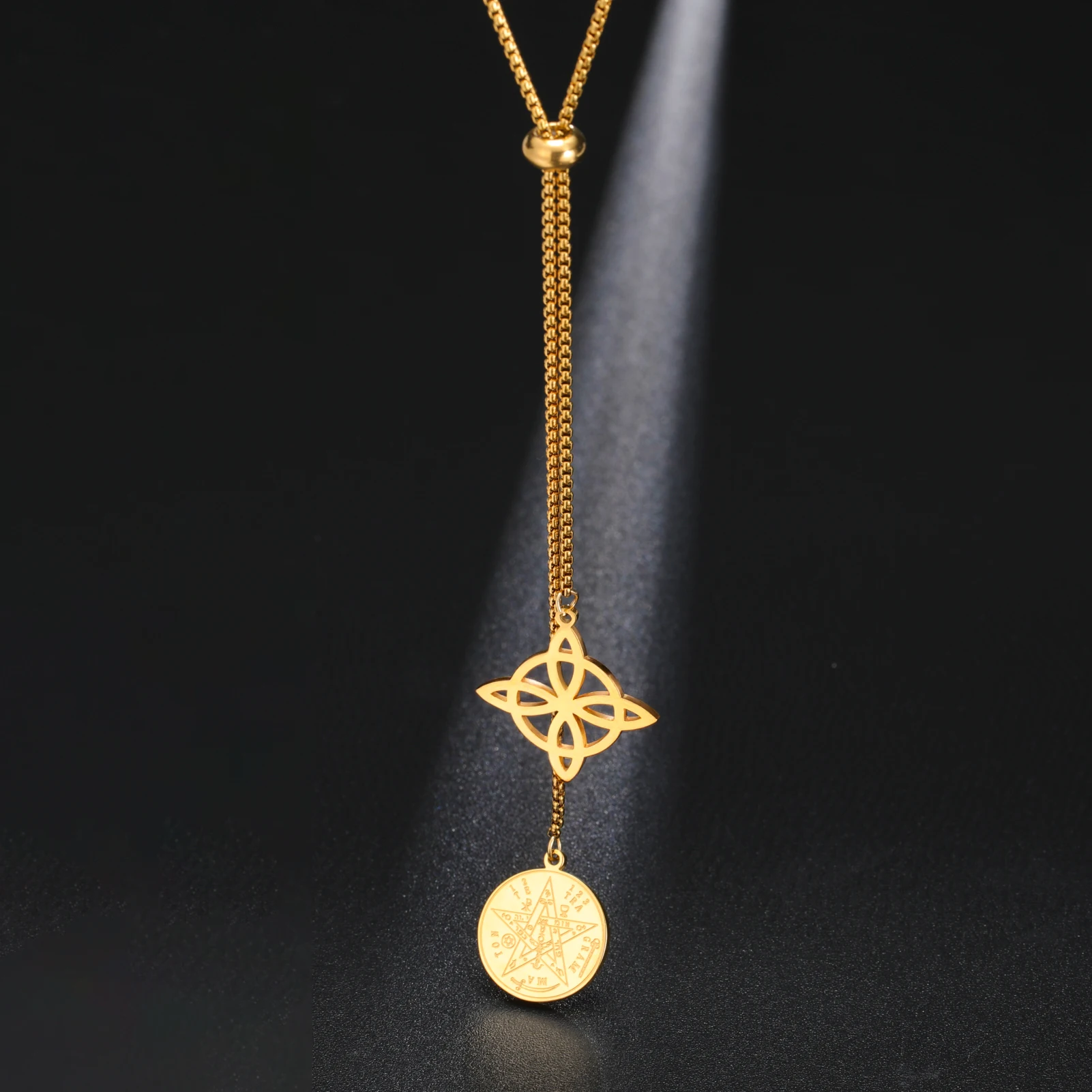 Collar con Colgante de Nudo Wicca, Tetragramatón y Pentáculo para Mujer, Joyería, Amuleto, Regalo, Cadena Ajustable, 2026