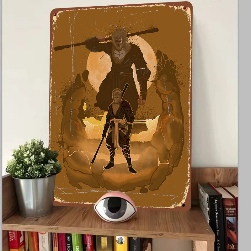 Chinese Style Sun Wukong Metal Iron Painting Living Room Decorative Wall Art Vintage Hanging Ornament
