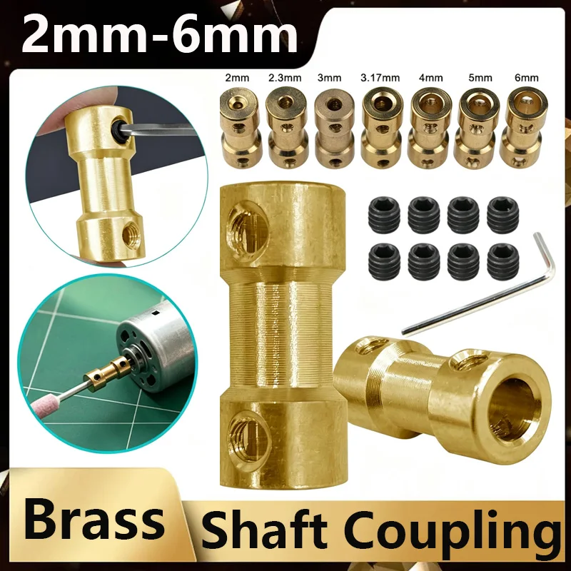 Motor Shaft Coupling 2/2.3/3/3.17/4/5/6mm Coupler Connector Sleeve Adapter Brass Transmission Joint for RC Boat Car Airplane