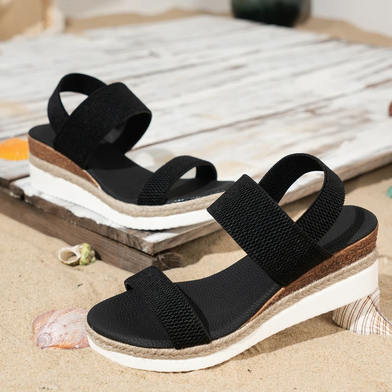 Sandalias de cuña ligeras para mujer, zapatos de diseñador con plataforma impermeables, antideslizantes para exteriores, tendencia, novedad de verano