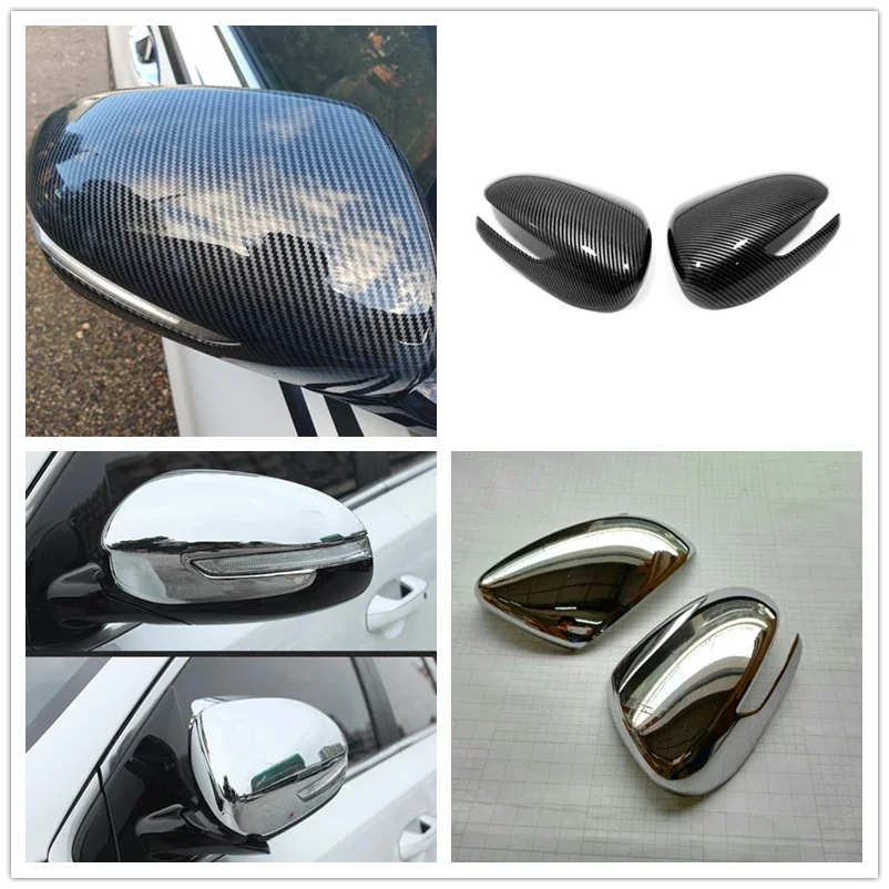 For Kia Sportage QL 2016 -2020 2021 Rearview Mirror Cap Cover Eyebrow Frame Trim ABS Chrome Carbon Fiber Sticker Car Accessories