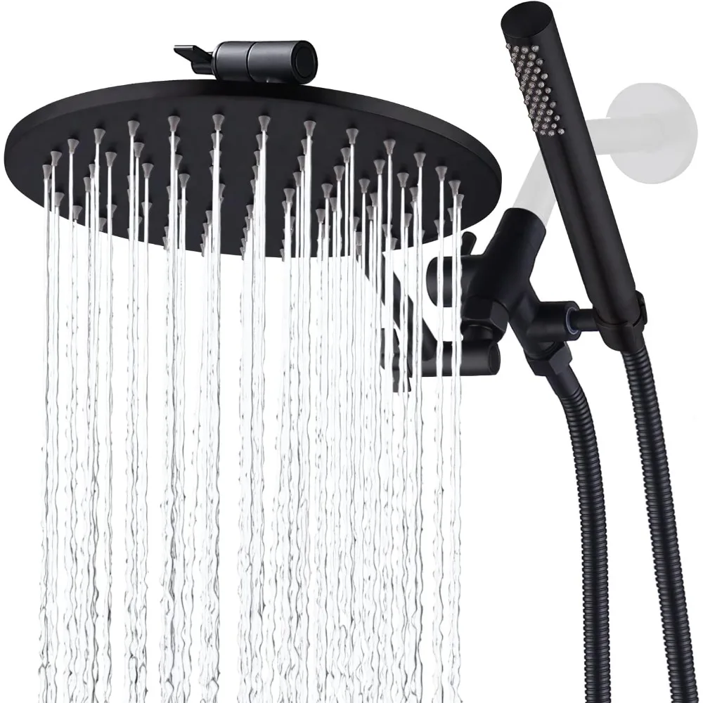 

All Metal Dual Shower Head Combo, 8 Inch Rainfall Shower Head, Handheld Spray Wand, Smooth 3-Way Diverter, with Adjust