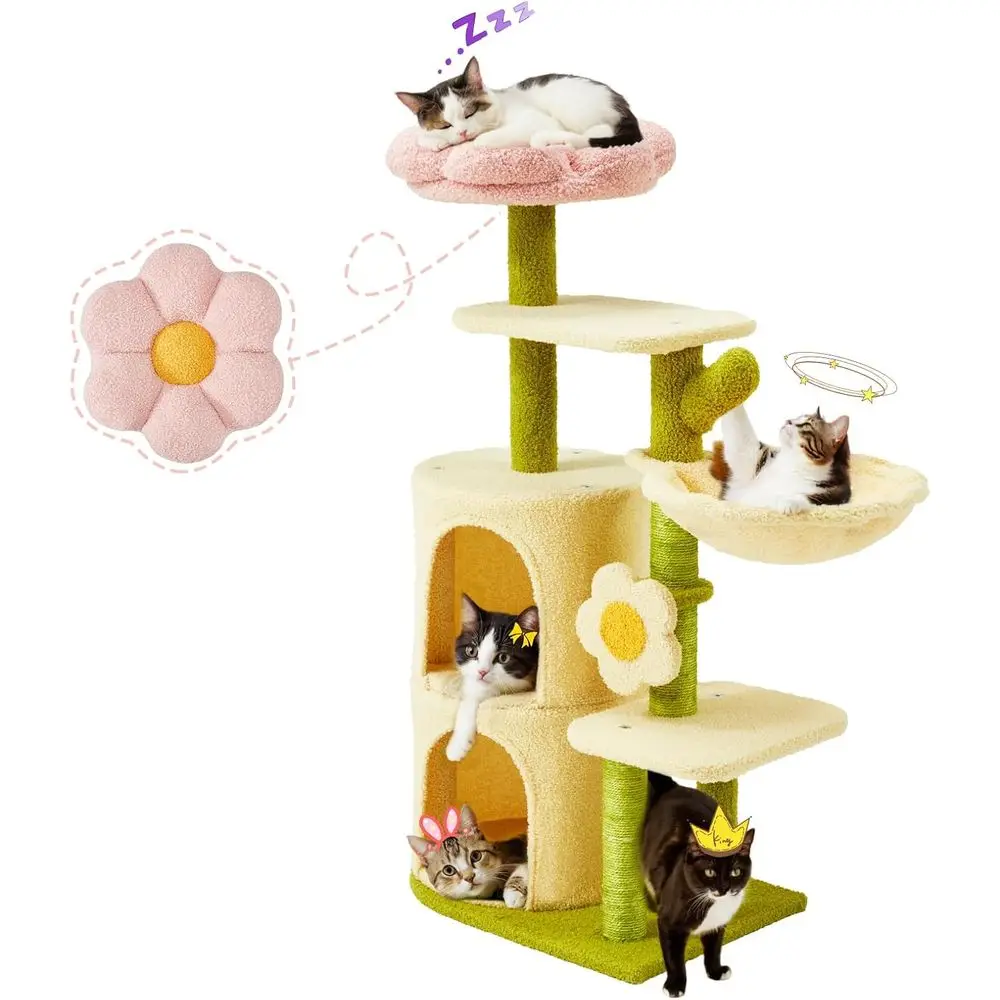 

38.2 Multi-Level Indoor Cat Tree with Cozy Platform, Spacious Condos, Sisal Scratching Post