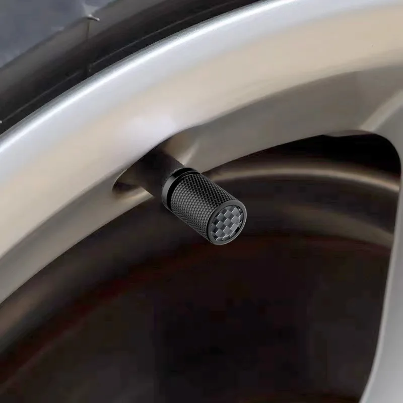 4PCS Carbon Fibre Pattern Valve Stem Caps Metal Car Air Stem Cap Cars SUV Trucks Bikes Motorcycles Bicycles Universal For Cars