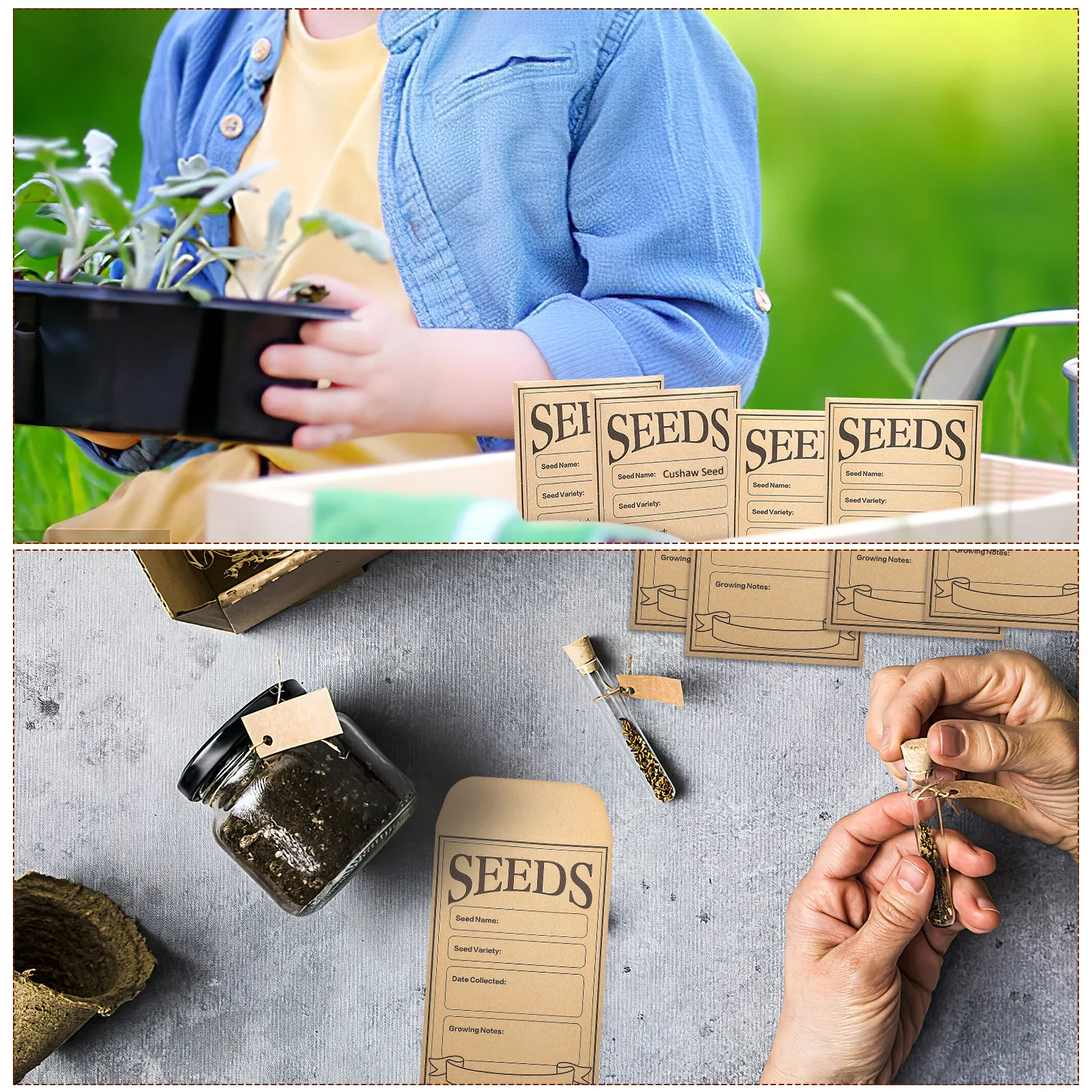 200Pcs Kraft Paper Envelopes Thick Brown Small Envelopes for Seeds Gardening Storage Self Adhesive Mini Packaging Mailing
