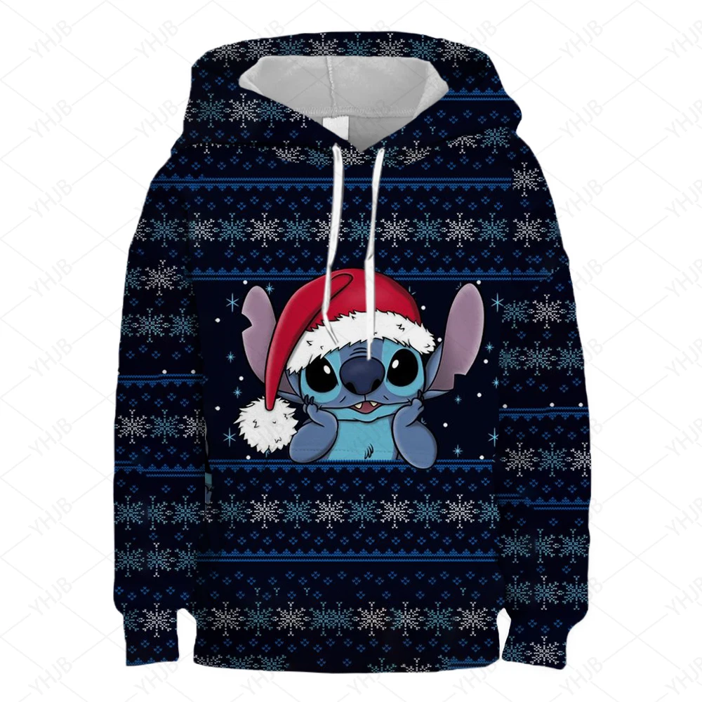 Disney-Costume de dessin animé brodé pour enfants, sweat à capuche Sportif, sweat à capuche Manga, bébé décontracté, petit garçon et fille, CAN o and Stitch, Noël