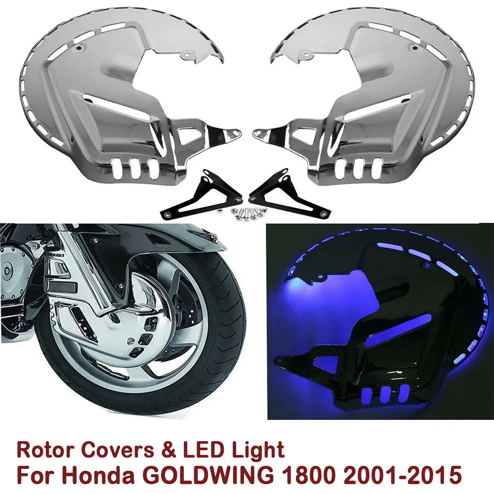 

Motorcycle-Accessories-Chrome-Brake-Disc-Rotors-Covers-With-Red-Blue-White-LED-Light-For-Honda-GOLDWING-GL1800-2001-2015-2014