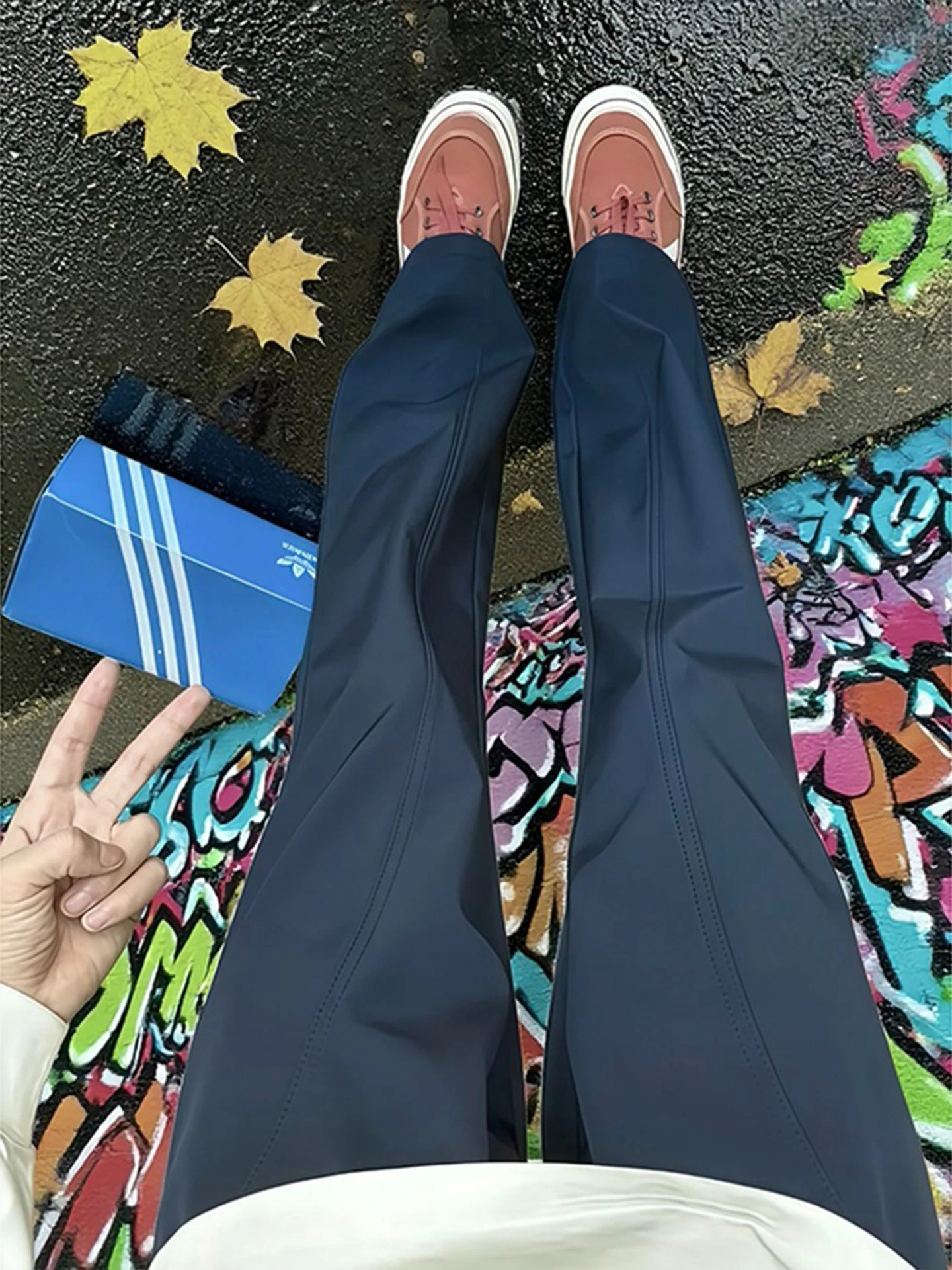 

Мужские водонепроницаемые брюки American Sle, осенние, синие, с косым кроем, спортивные, прямые, ветрозащитные, быстросохнущие, повседневные штаны