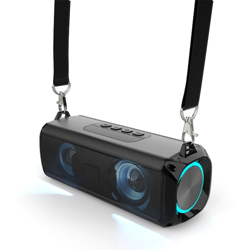 Hot Sale-RGB Speaker Portable Wireless Music Player & Soulder Straps LED Bluetooth 5.0 TF USB-C Aux