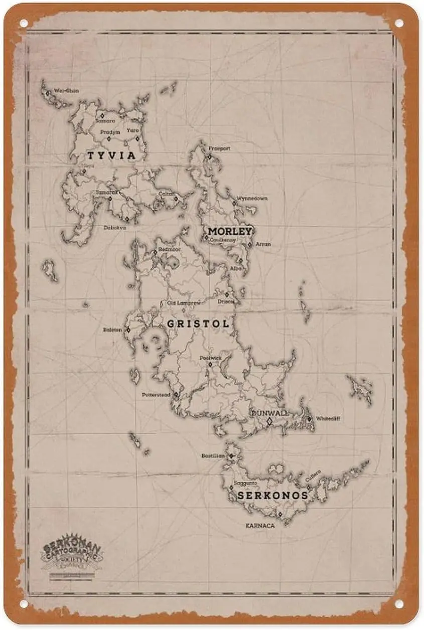 Retro Game Metal Sign - Maps of Dishonored The Isles - 8x12 Inch Video Game Wall Art | Console Classic Decor for Gaming Dens