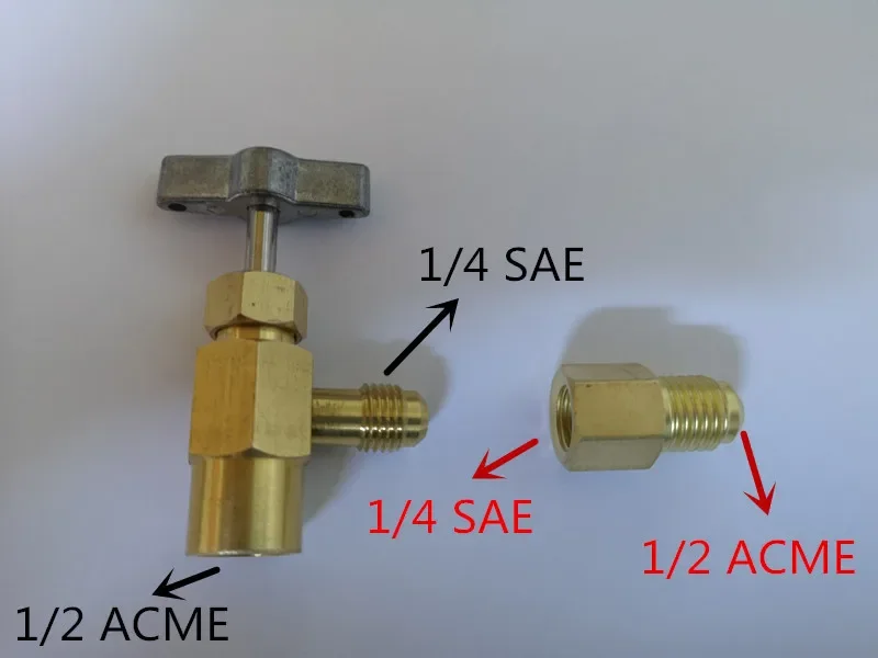 R134A professional refrigeration fluorine bottle opener rotary joint combination 1/4SAE to 1/2ACME joint