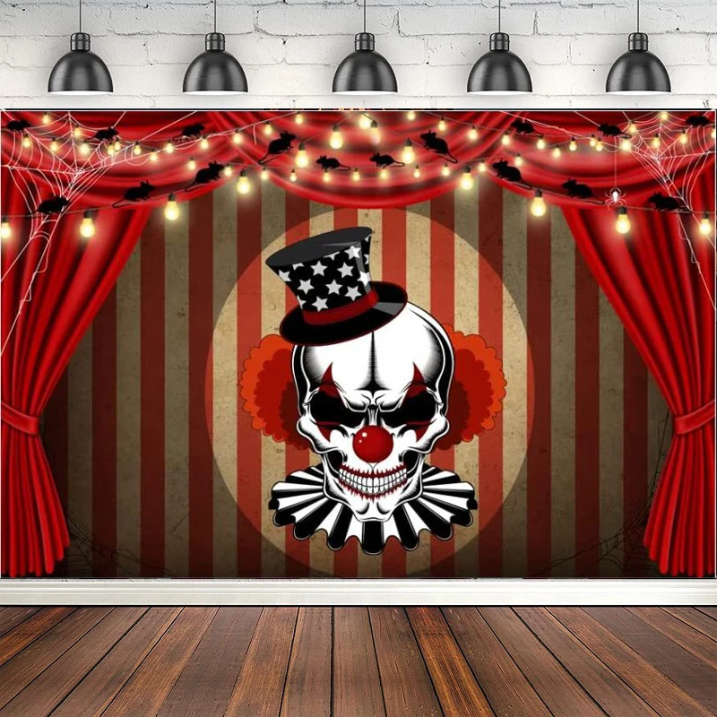 Halloween Party Photography Backdrop Horror Circus For Scary Evil Clown Background Vintage Haunted Holiday Birthday Decor Banner