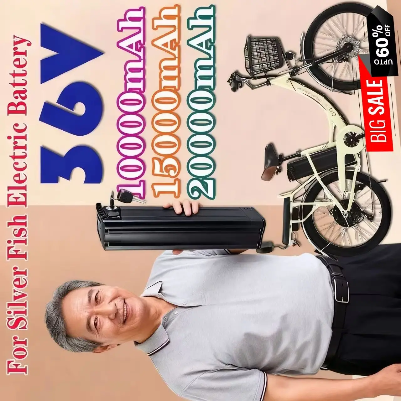 مناسبة لمحركات السمك الفضية أقل من 3000 واط، النقل السريع بالهواء، 36 فولت 20 أمبير، 18650 بطارية ليثيوم عالية السعة