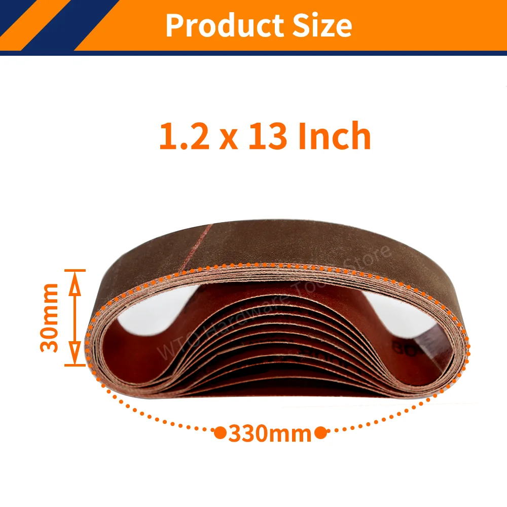 10PCS 330*30mm Sanding Belts 40-1000 Grits Metal Polishing Sandpaper Sanding Machine Accessories for Belt Sander Metal Polishing