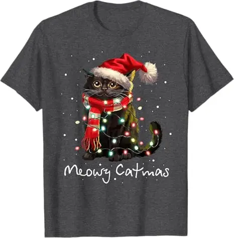 Funny Bloodhound Santa Claus Boots Christmas Womens Mens T-Shirt German Shepherd Santa Hat Dog Xmas Costume Meowy Catmas Cat Tee