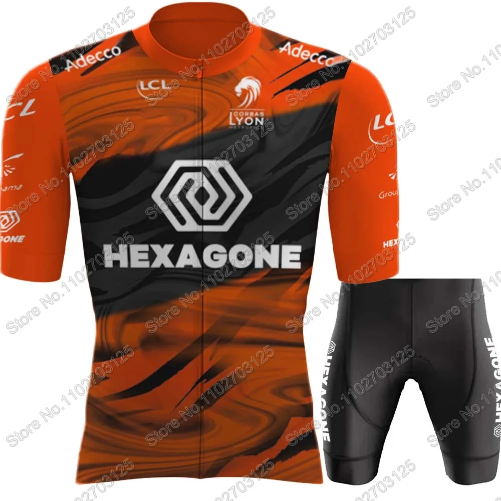 2024 Hexagone Cycling Team Cycling Jersey Set France Cycling Clothing Bicycle Shirt Road Bike Suit MTB Ropa Maillot