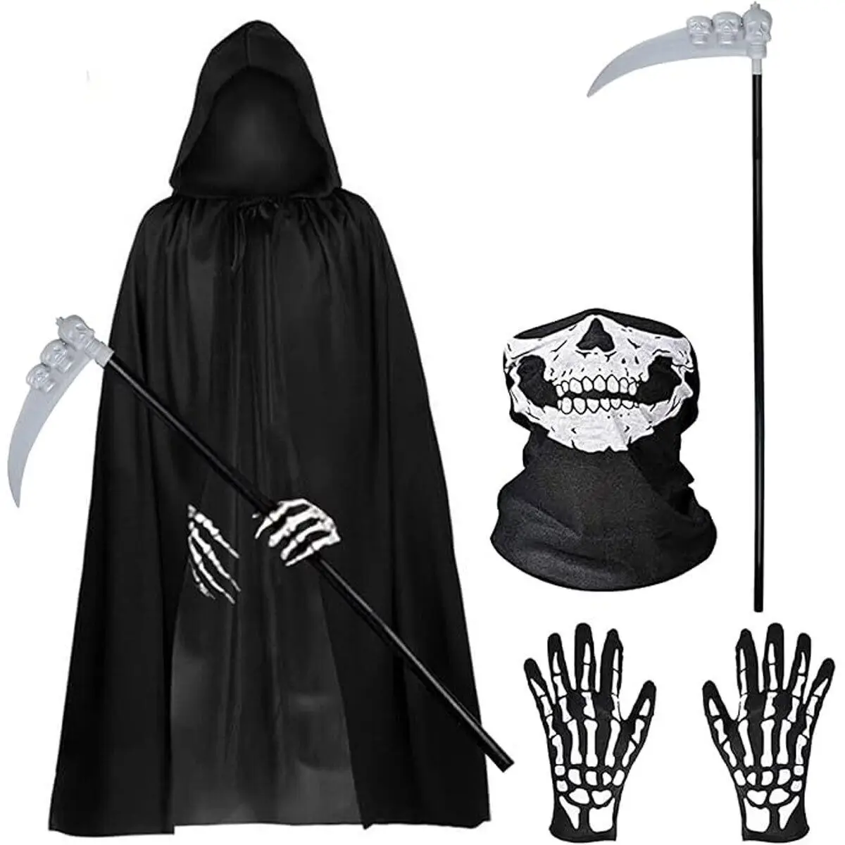 Halloween Kids Grim Reaper Phantom Fancy Dress Costume Death Robe Outfit