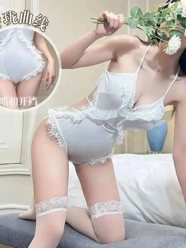 ملابس داخلية مثيرة من الدانتيل بدون ظهر بحمالات عميقة على شكل حرف V بدون أكمام للنوادي الليلية ملابس داخلية ساحرة أنيقة ورغبة نقية RMZ6