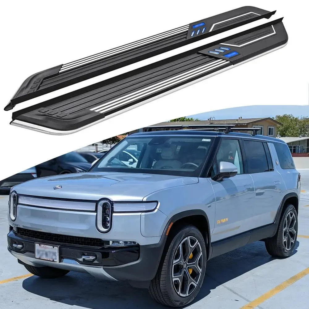 2PCS Side Steps Running Boards Nerf Bars Side Pedal Protector Fits for Rivian R1S 2022 2023 (SW)