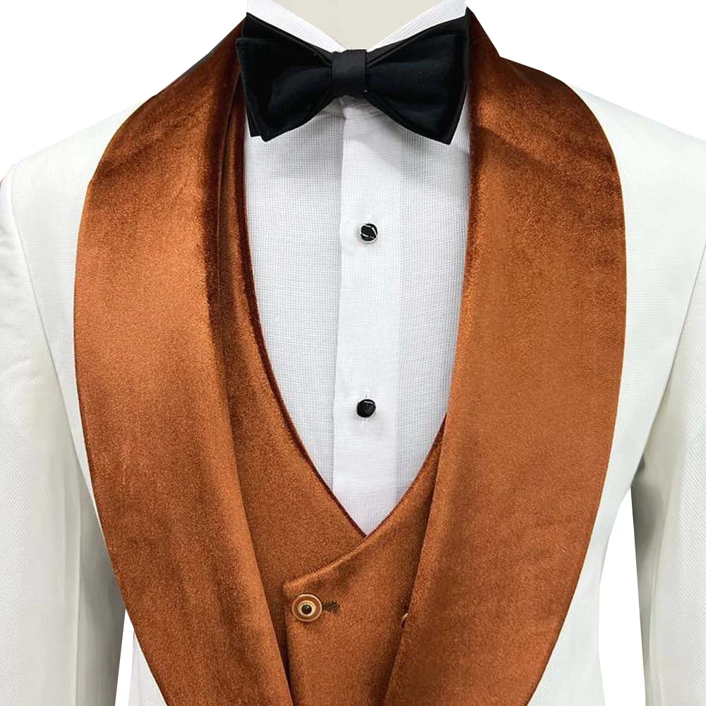 Chaqueta de traje de boda de lujo para hombre, abrigo ajustado, chal, solapa, Blazer, fiesta de negocios, 2 piezas, chaleco, hecho a medida