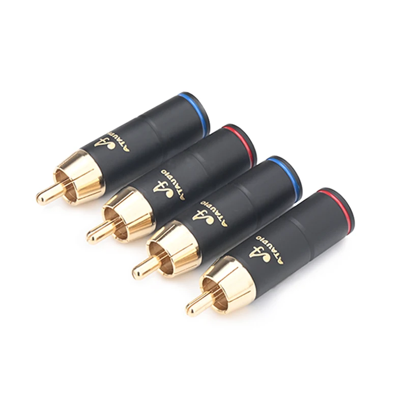 ATAUDIO 4 PCS HiFi RCA Male Connector Hi-end Gold Plated Plugs for Diy Audio Cable