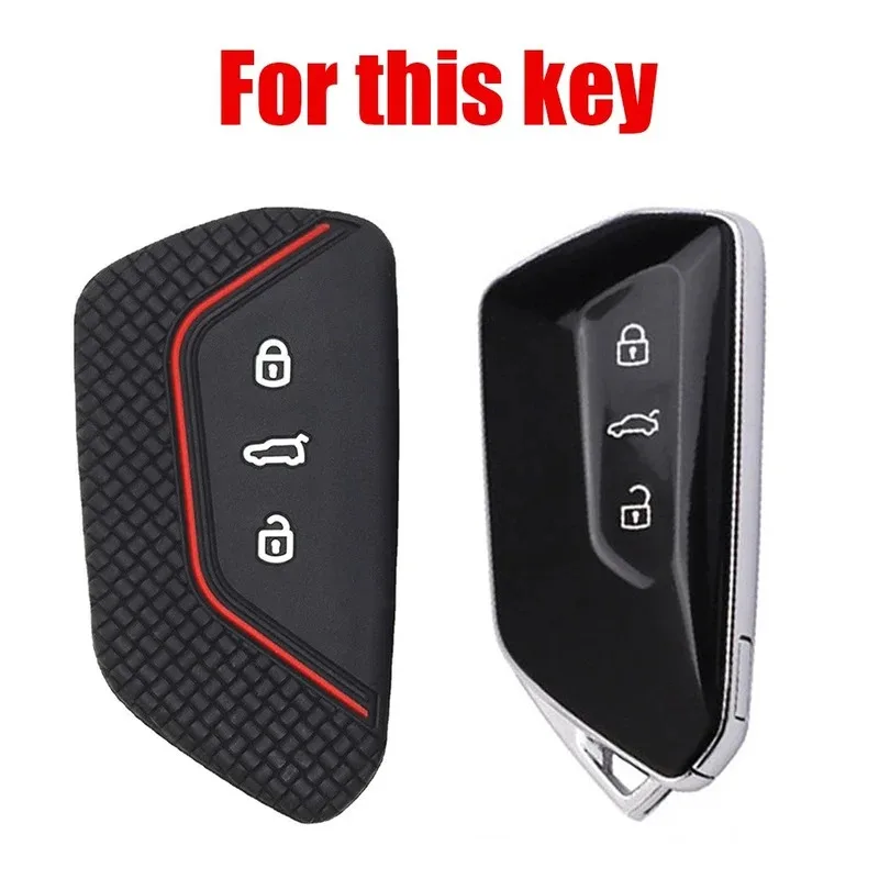 3 Button Silicone Key Case Cover For VW Golf 8 Mk8 GTI GTD R ID3 ID4 2020 For Skoda Octavia 4 8 A8 MK4 VAG Group 2021 Seat Leon